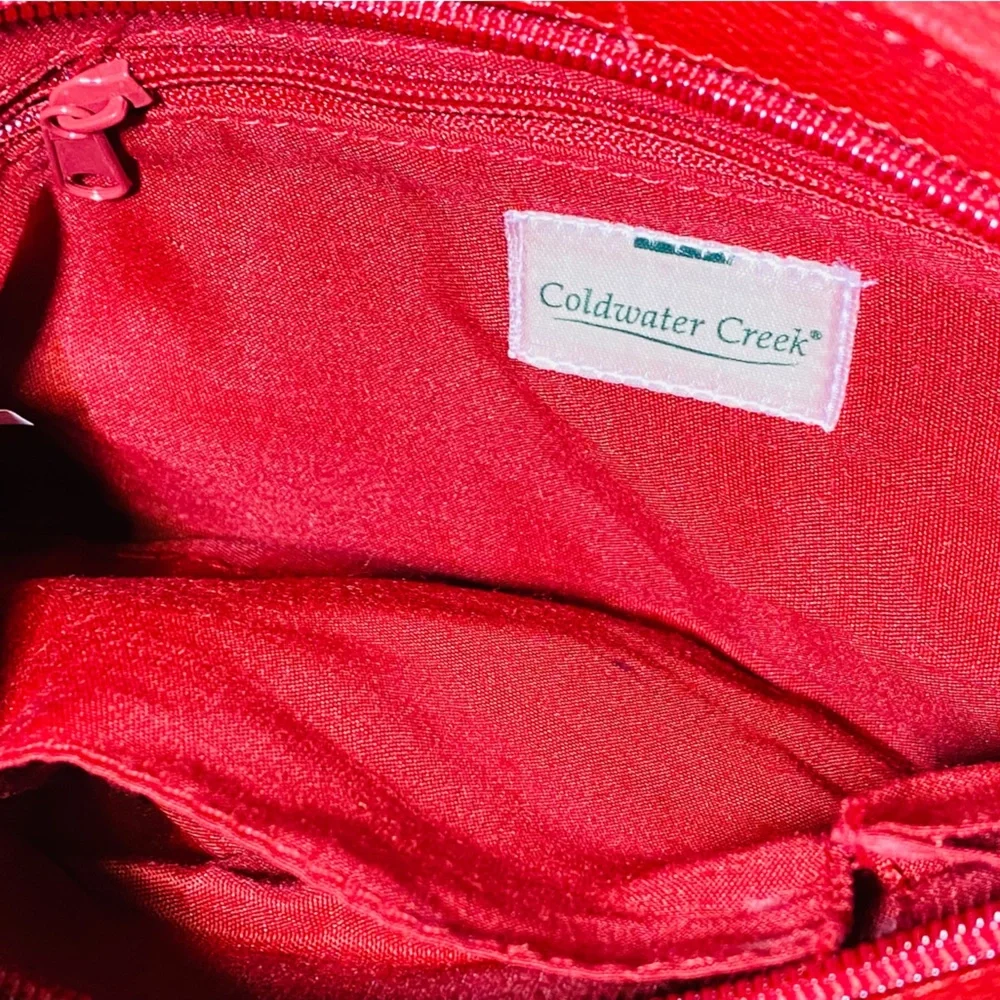 NWT Coldwater Creek RED Y2K‎ Suede Purse with Ruffles Shoulder Bag